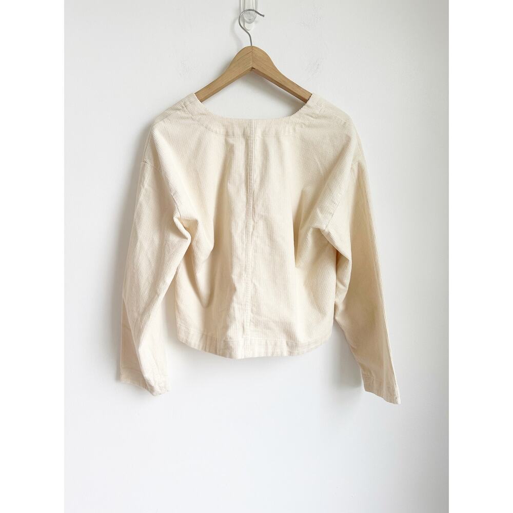 NWOT Madewell Waffle-Knit Relaxed V-Neck Top Ivory Cream Small - Picture 5 of 6
